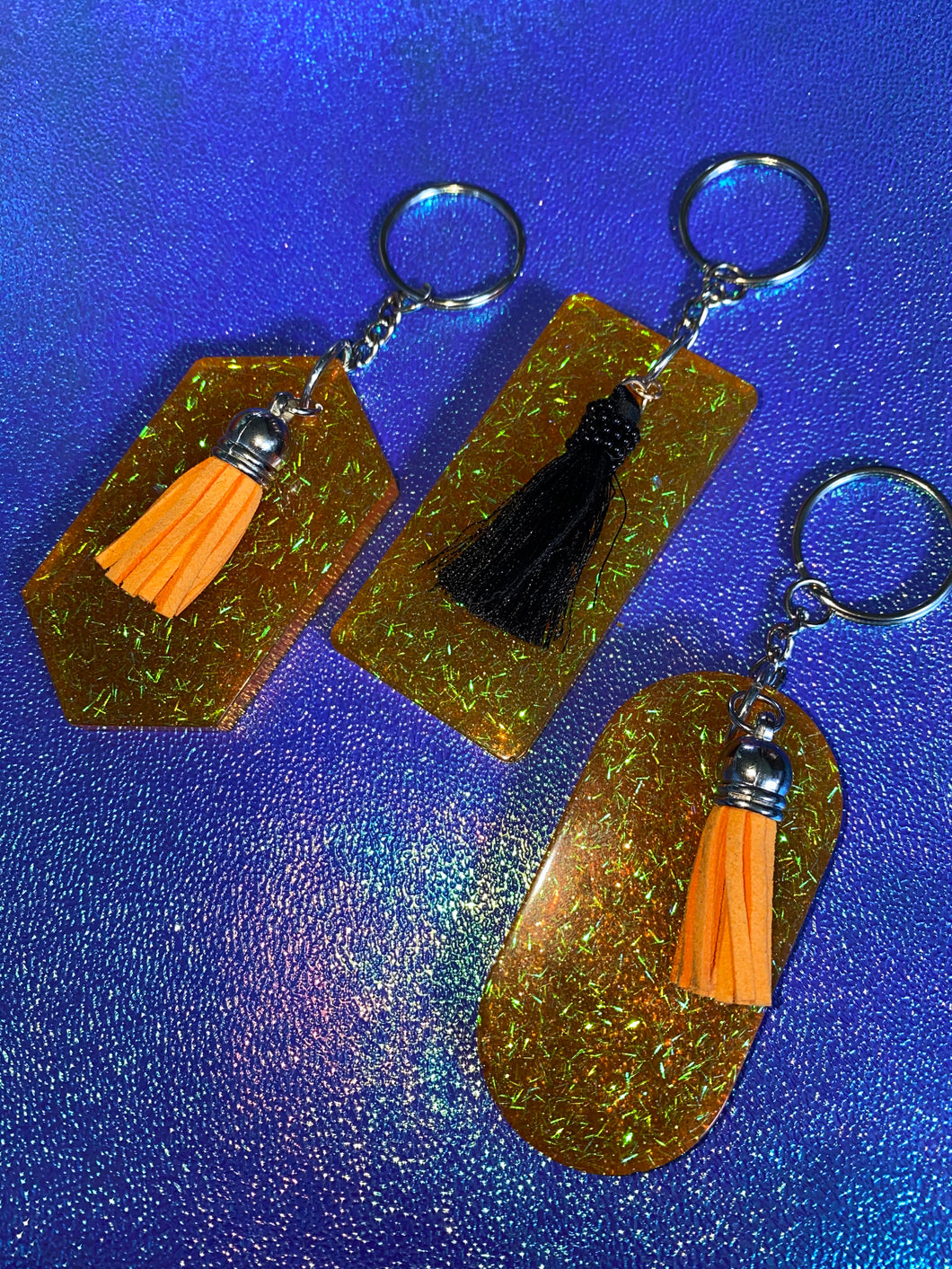 Assorted Orange Glitter Keychains🧡