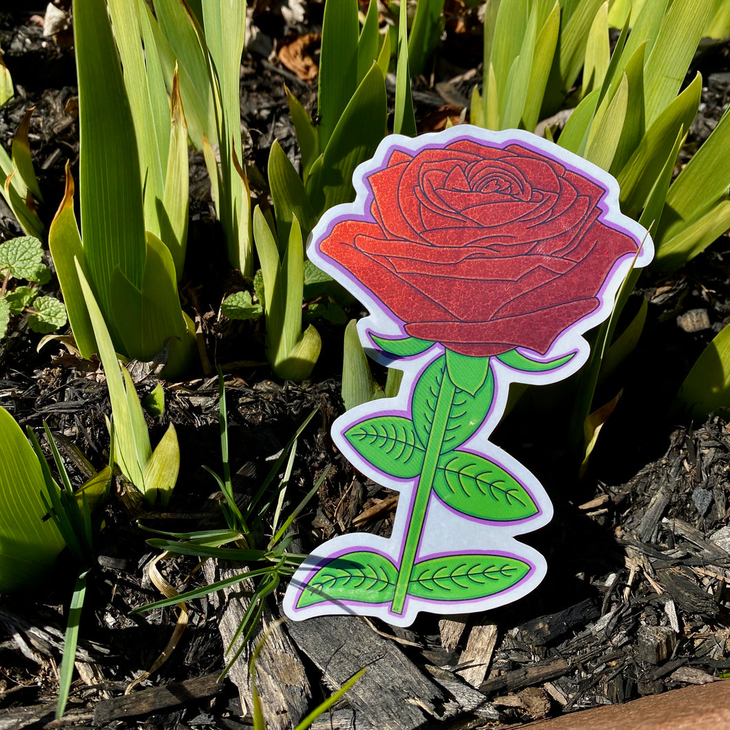 Holographic Glitter Rose Sticker🌹(Red)