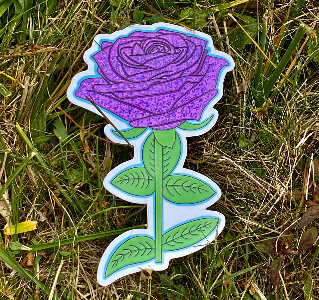 Holographic Glitter Rose Sticker🌹💜(Purple)