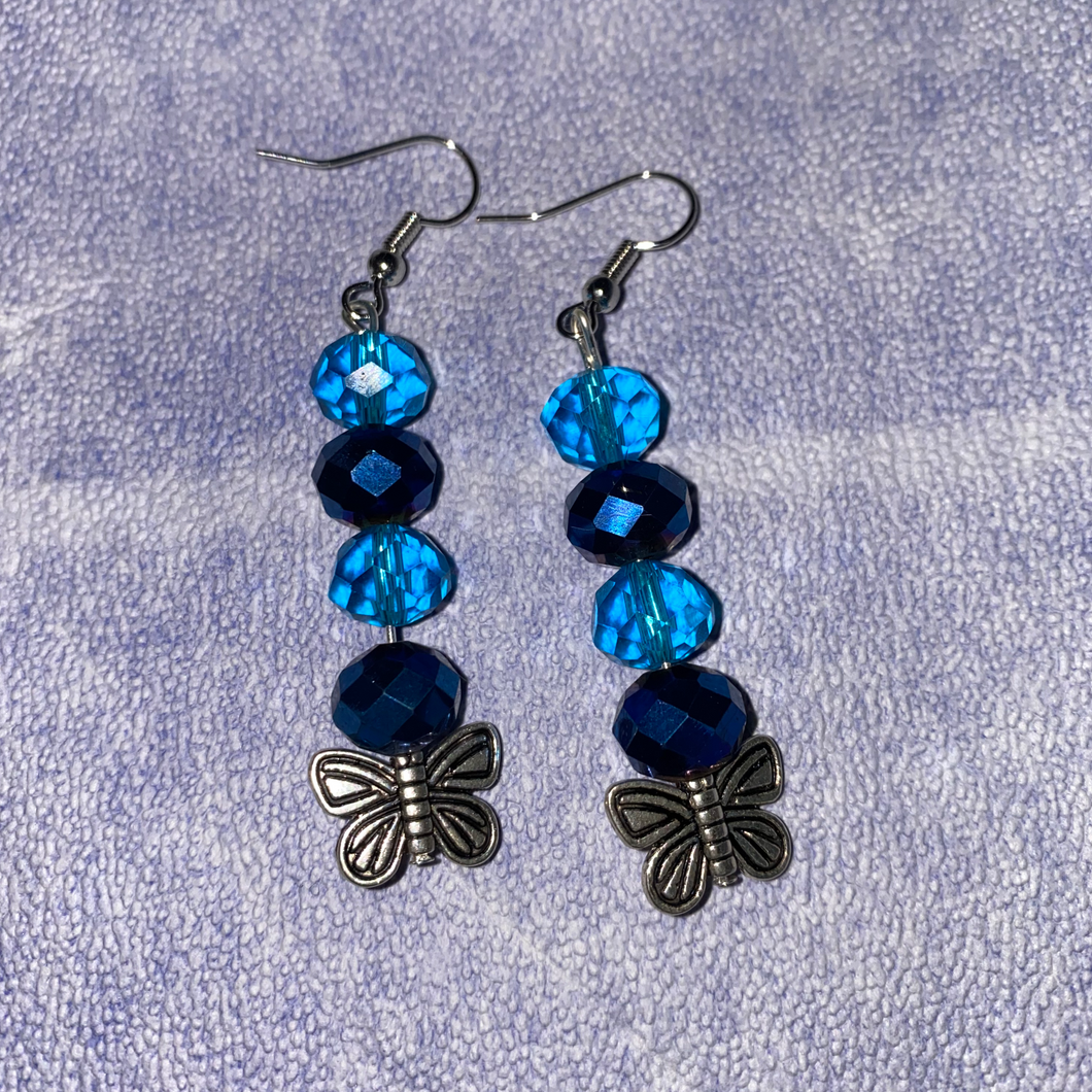 Blue Butterfly Beaded Earrings🦋