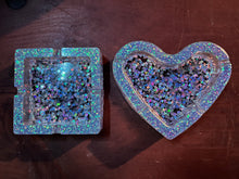 Load image into Gallery viewer, Square Iridescent Butterfly Glitter Resin Ashtray
