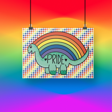 Load image into Gallery viewer, Rainbow Prideosaur 5x7 Art Print by Alexis Kennedy
