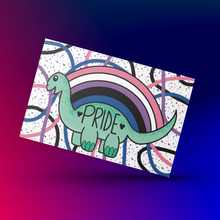 Load image into Gallery viewer, Gender Fluid Prideosaur 5x7 Art Print by Alexis Kennedy
