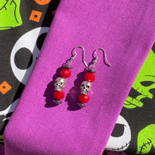 Load image into Gallery viewer, Red Skeleton Earrings
