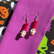 Load image into Gallery viewer, Red Skeleton Earrings💀
