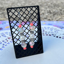 Load image into Gallery viewer, Pearly Iridescent Pink &amp; Silver Earrings
