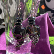 Load image into Gallery viewer, Gold n Purple Faceted Skull Earrings💀
