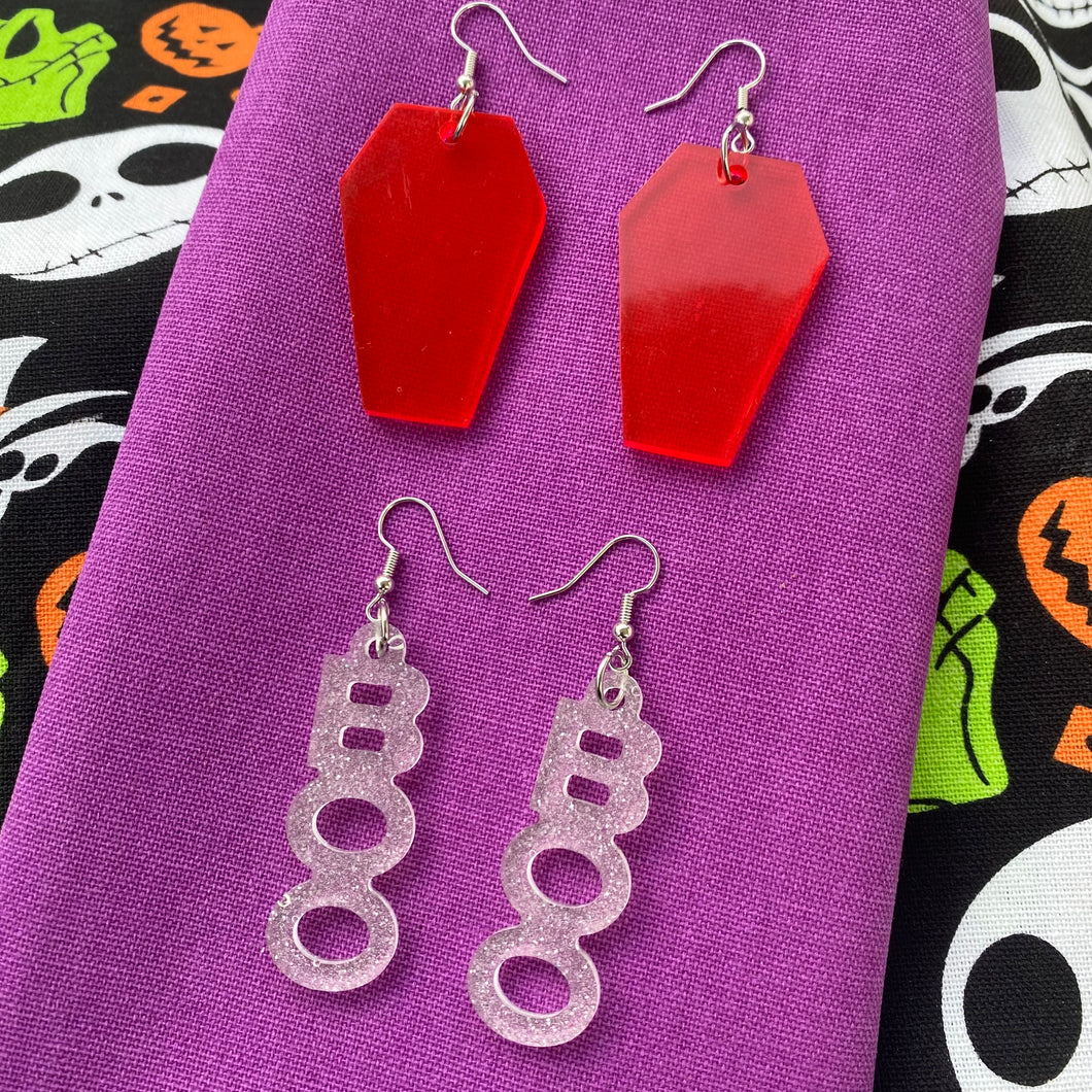 Glow Boo👻/Red Coffin⚰️ Earrings