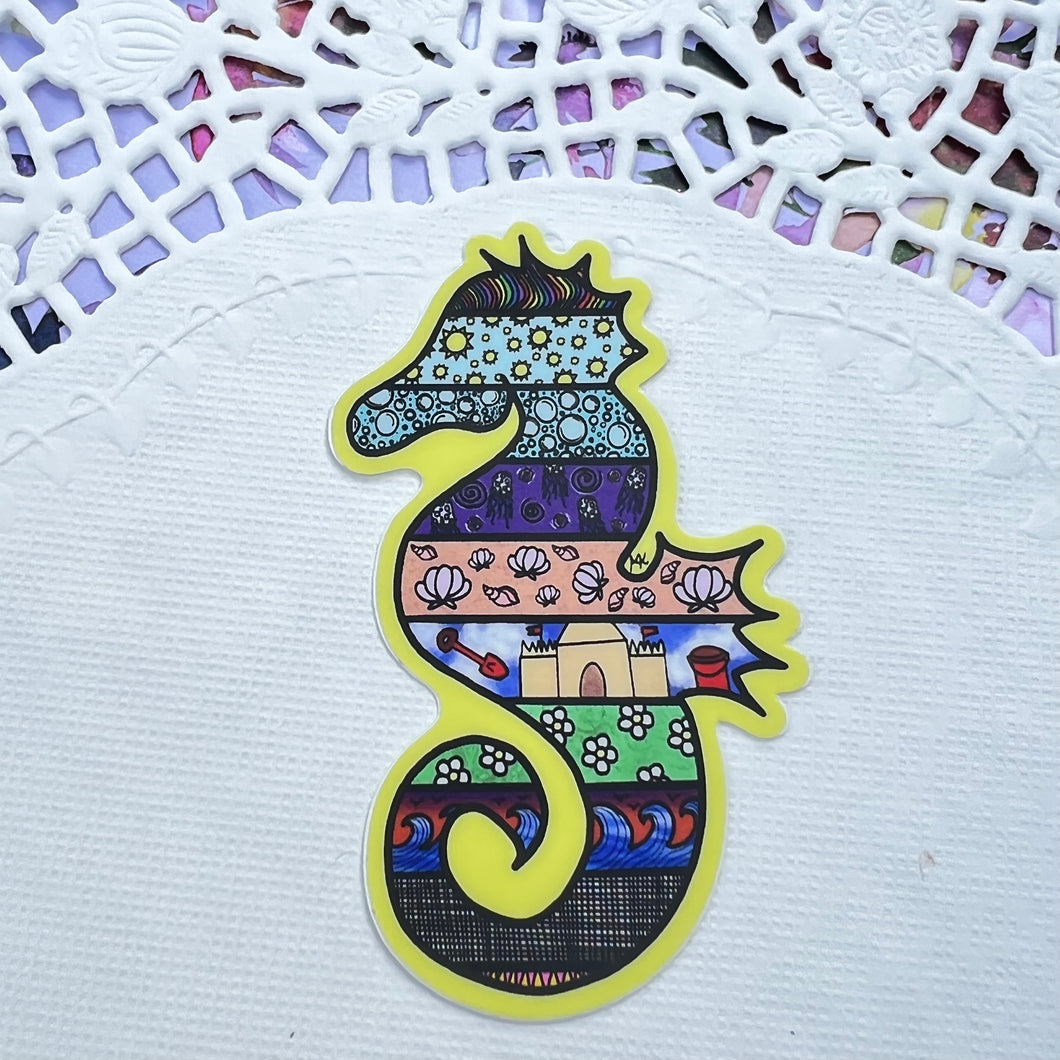 Bright Patterned Seahorse Sticker