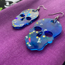 Load image into Gallery viewer, Night Sky Holo Skull Earrings🌌💀
