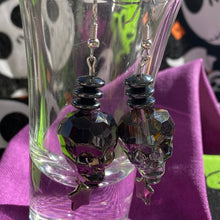 Load image into Gallery viewer, Gold n Purple Faceted Skull Earrings💀
