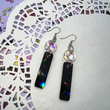 Load image into Gallery viewer, Rainbow Black Holo Resin Earrings
