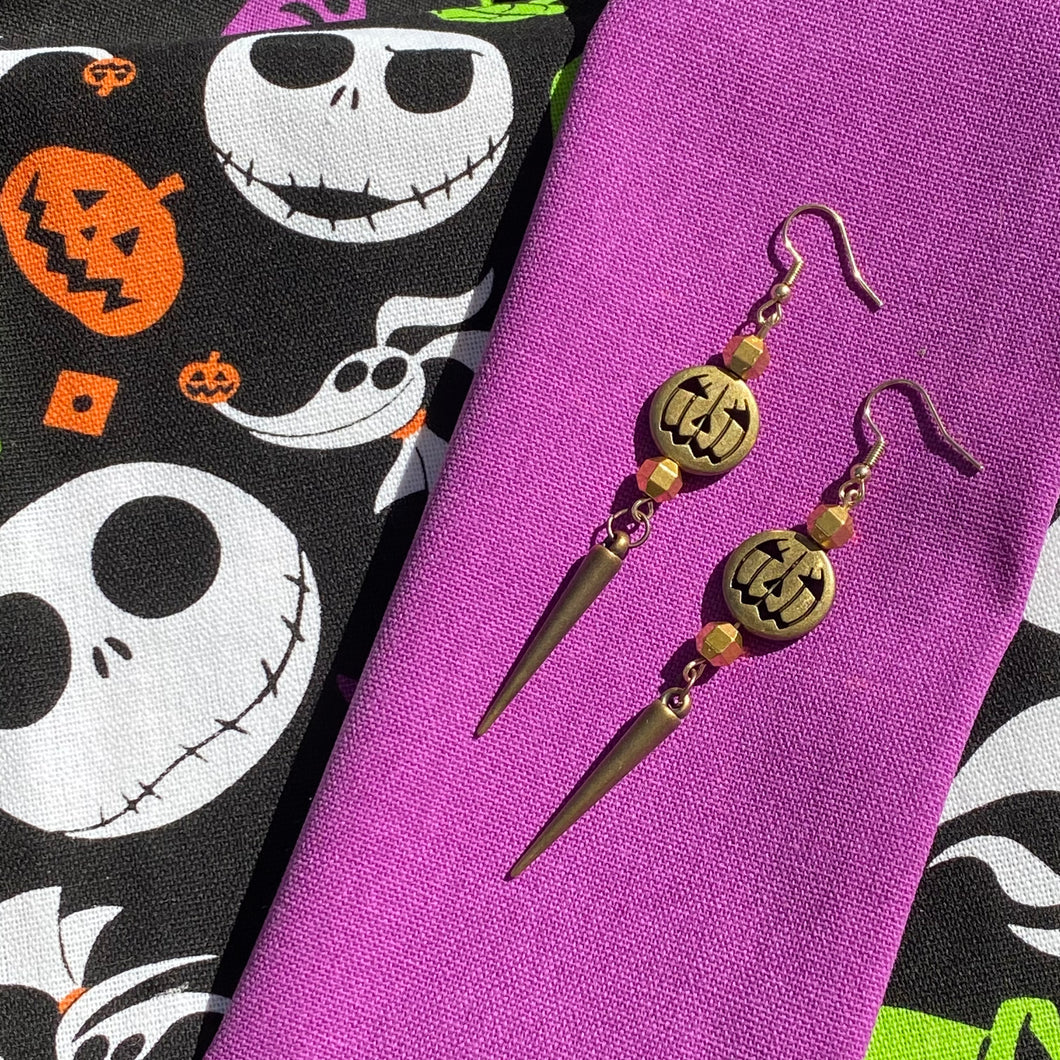 Gold Pumpkin Spike Earrings🎃