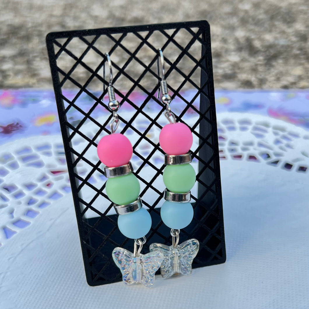 Pastel Iridescent Butterfly Earrings