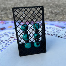 Load image into Gallery viewer, Teal Crackled Black Earrings
