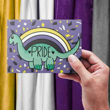 Load image into Gallery viewer, Non Binary Prideosaur 5x7 Art Print by Alexis Kennedy
