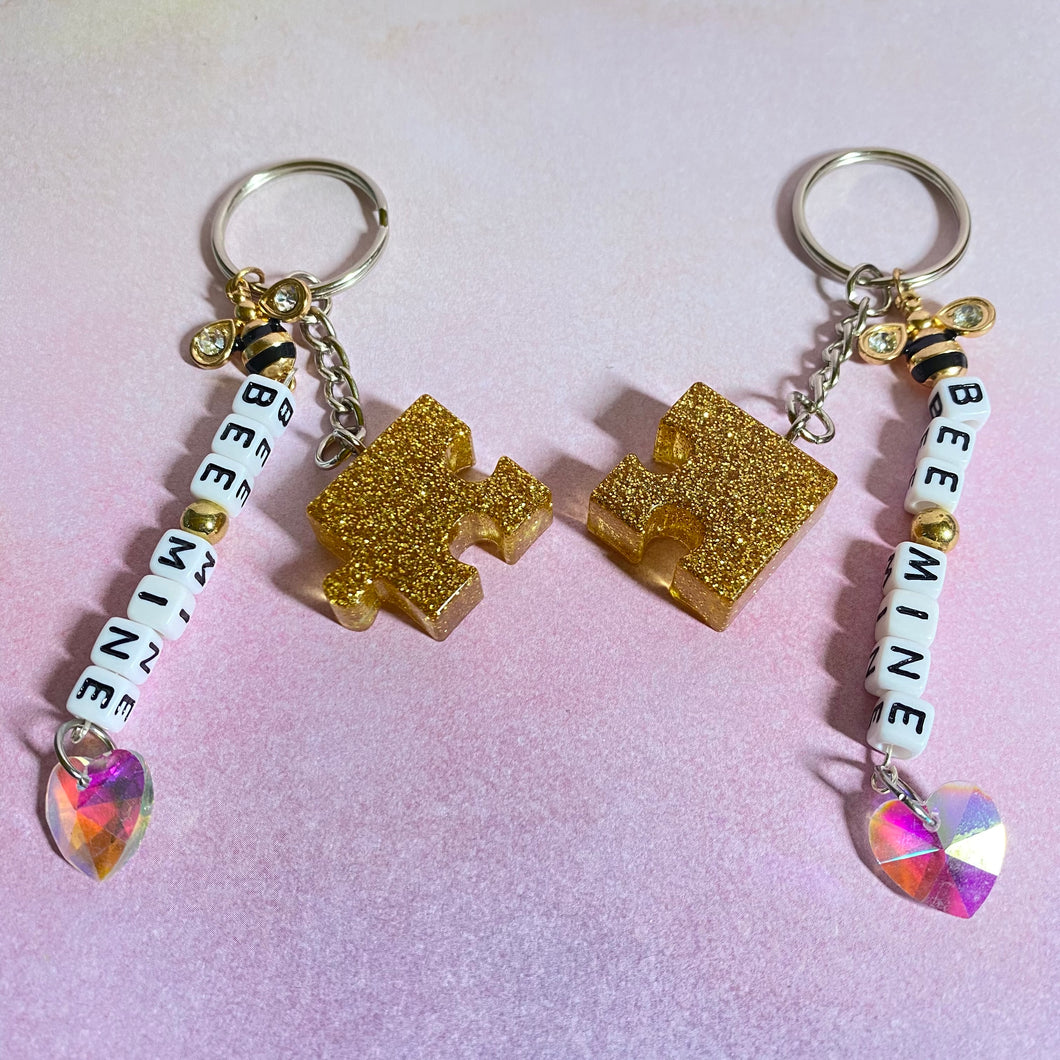 Bee Mine Matching Puzzle Keychains