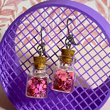 Load image into Gallery viewer, Pink Glitter Bottle earrings
