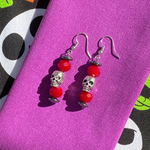 Load image into Gallery viewer, Red Skeleton Earrings
