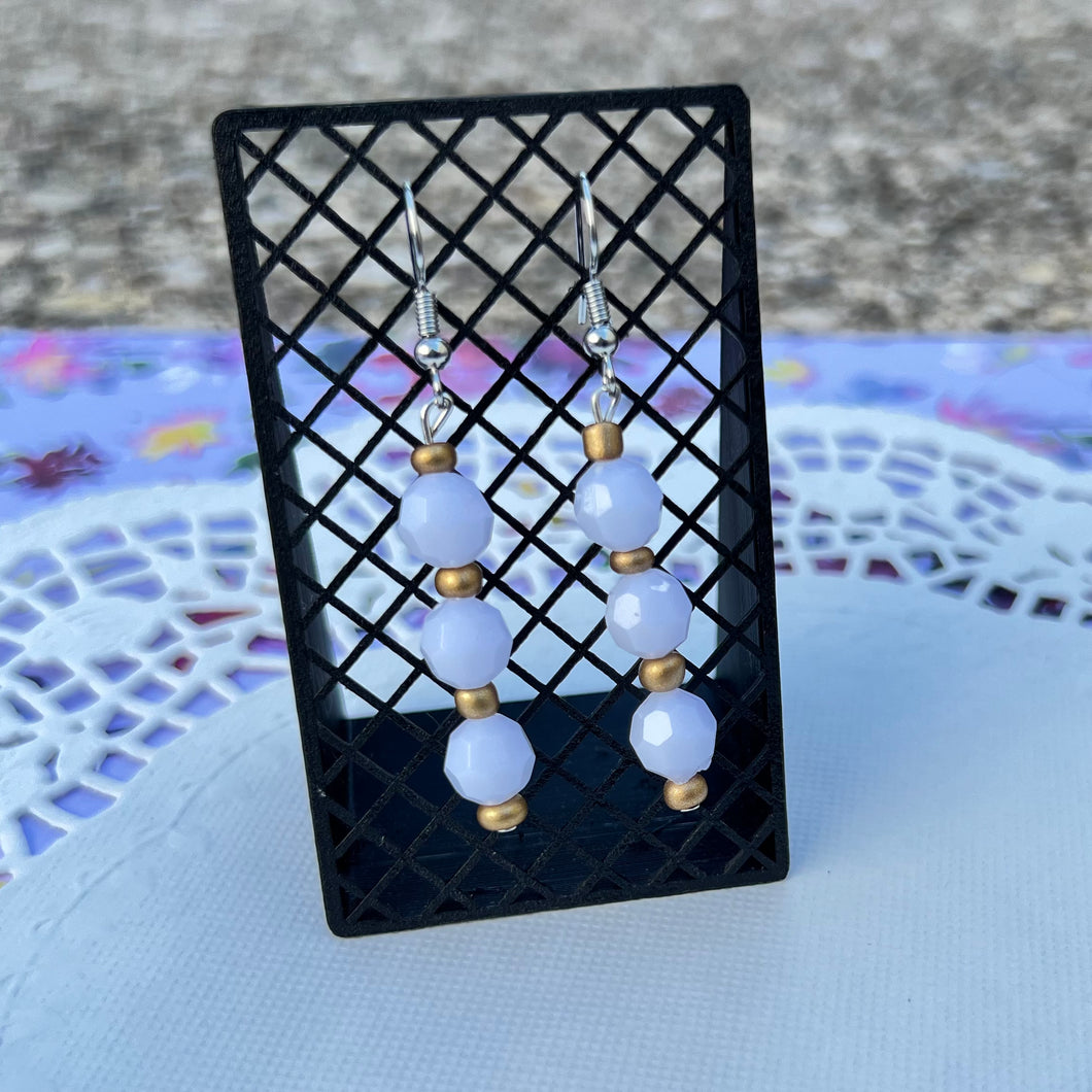 White & Gold Beaded Earrings