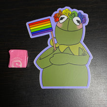 Load image into Gallery viewer, Pride Kermit the Frog Sticker🌈🐸
