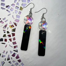 Load image into Gallery viewer, Rainbow Black Holo Resin Earrings
