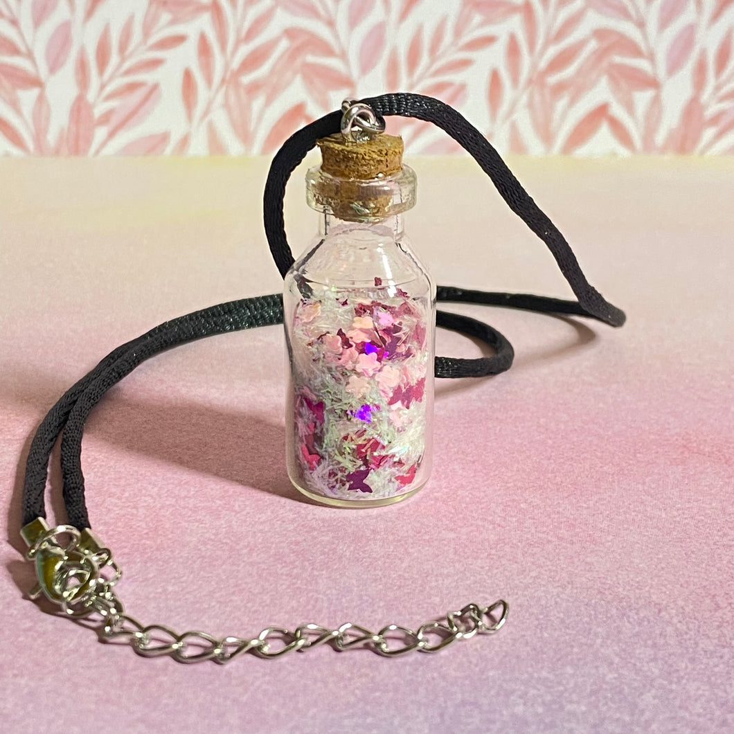 Butterfly Glitter Bottle Necklace